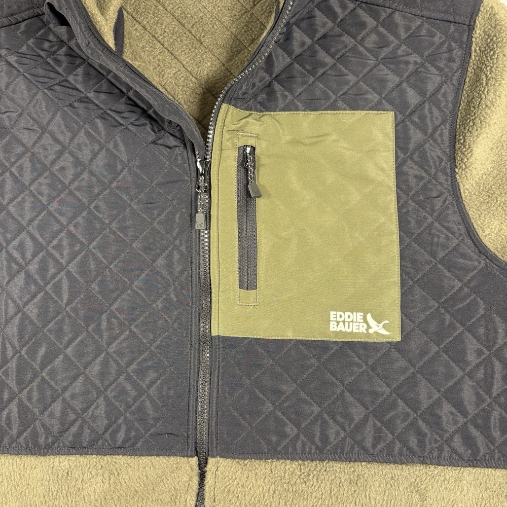 Eddie Bauer Mixed Media Fleece Jacket Mens Medium Multi Quilted Detail Full Zip - Picture 2 of 13